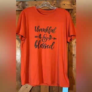 Thankful & Blessed Orange Graphic Tee